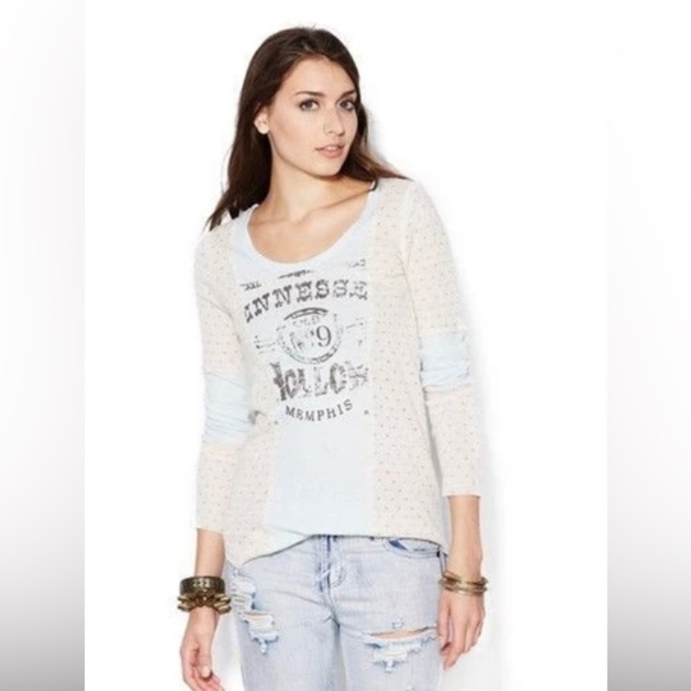 Free People Tennessee long sleeve shirt, mixed material, size Large, EUC